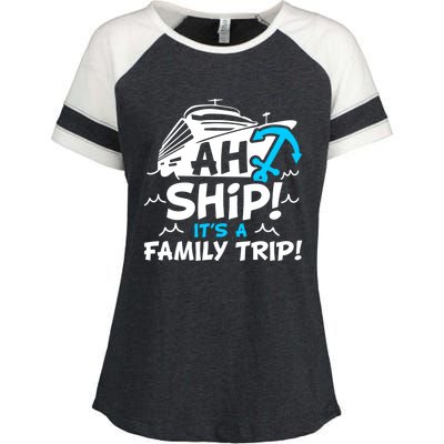 Ah Ship It's A Family Trip Family Cruise Vacation Meaningful Gift Enza Ladies Jersey Colorblock Tee