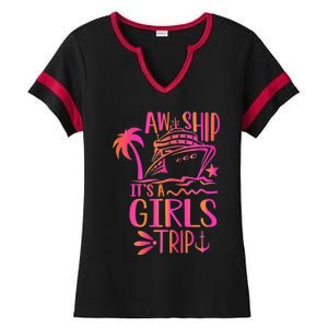 Aw Ship! ItS A Trip Cruise Vacation 2024 Gift Ladies Halftime Notch Neck Tee