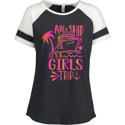 Aw Ship! ItS A Trip Cruise Vacation 2024 Gift Enza Ladies Jersey Colorblock Tee