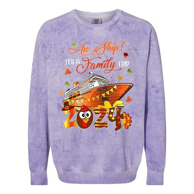 Aw Ship ItS A Thanksgiving Trip Family Matching Cruise Trip Colorblast Crewneck Sweatshirt