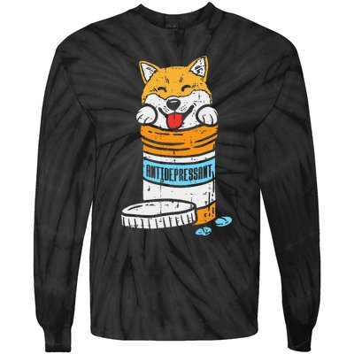 Antidepressant Shiba Inu Akita Japanese Dog Doge Meme Gift Tie-Dye Long Sleeve Shirt