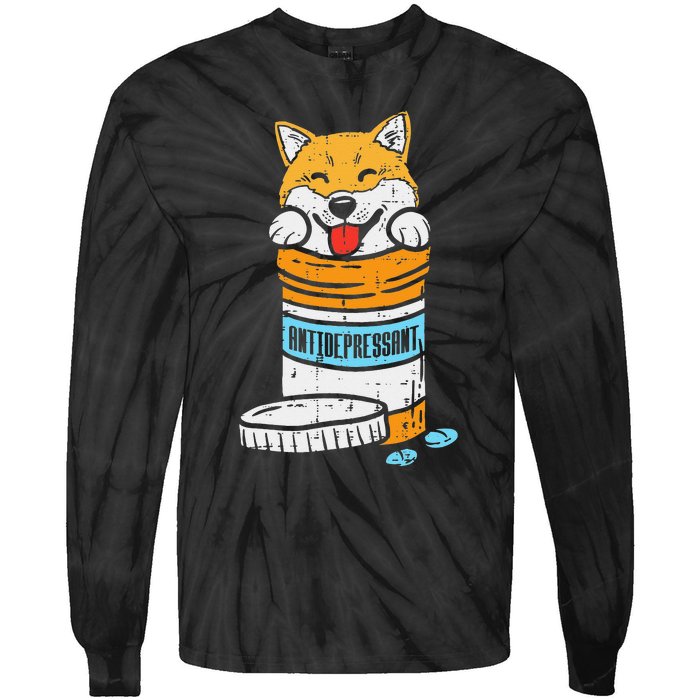 Antidepressant Shiba Inu Akita Japanese Dog Doge Meme Gift Tie-Dye Long Sleeve Shirt