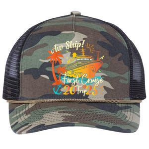 Aw Ship Its My First Cruise Trip 2025 First Cruise 2025 Retro Rope Trucker Hat Cap