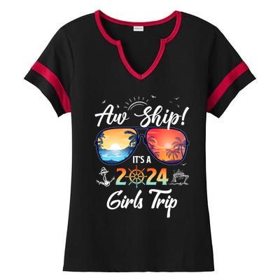 Aw Ship ItS A 2024 Trip Cruising Vacation Gift Ladies Halftime Notch Neck Tee