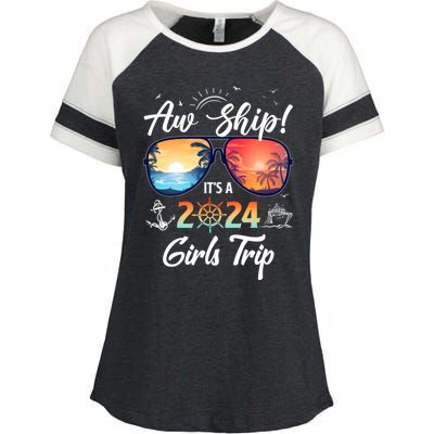 Aw Ship ItS A 2024 Trip Cruising Vacation Gift Enza Ladies Jersey Colorblock Tee