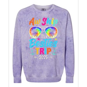 Aw Ship It’S A Besties Trip 2025 Friends Vacay Cruise 2025 Colorblast Crewneck Sweatshirt