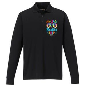 Aw Ship It’S A Besties Trip 2025 Friends Vacay Cruise 2025 Performance Long Sleeve Polo