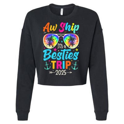 Aw Ship It’S A Besties Trip 2025 Friends Vacay Cruise 2025 Cropped Pullover Crew