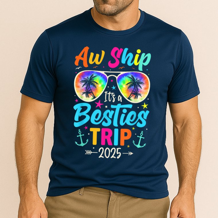 Aw Ship It’S A Besties Trip 2025 Friends Vacay Cruise 2025 Cooling Performance Crew T-Shirt