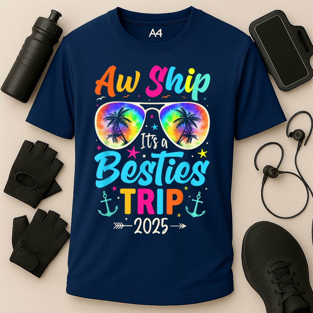 Aw Ship It’S A Besties Trip 2025 Friends Vacay Cruise 2025 Cooling Performance Crew T-Shirt