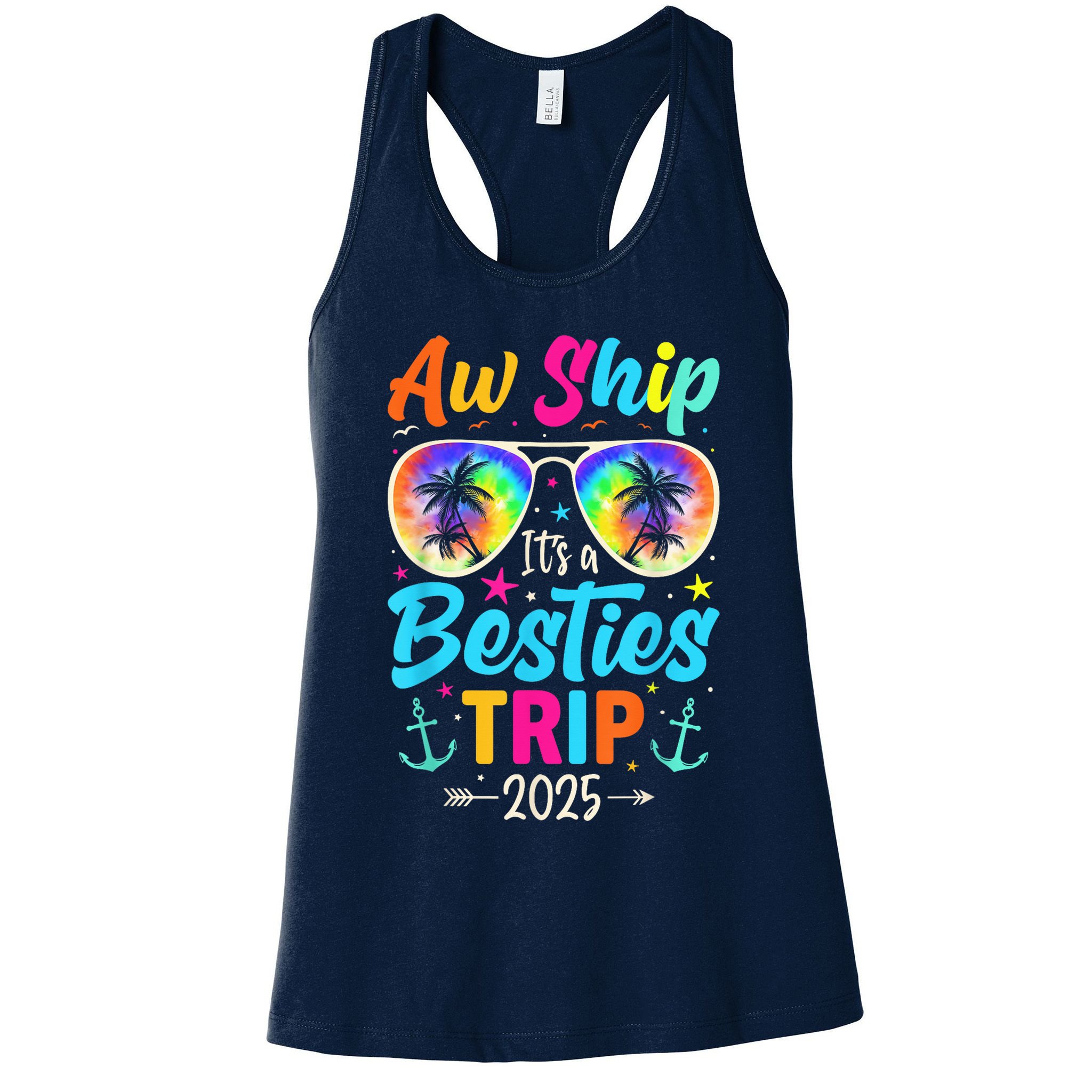 Aw Ship It’S A Besties Trip 2025 Friends Vacay Cruise 2025 Womens Tank Top