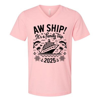 Aw Ship! ItS A Family Cruise 2025 Trip Vacation Matching V-Neck T-Shirt