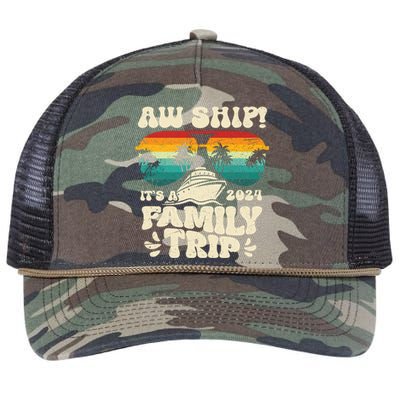 Aw Ship ItS A Family Trip 2024 Family Cruise Squad Matching Cool Gift Retro Rope Trucker Hat Cap