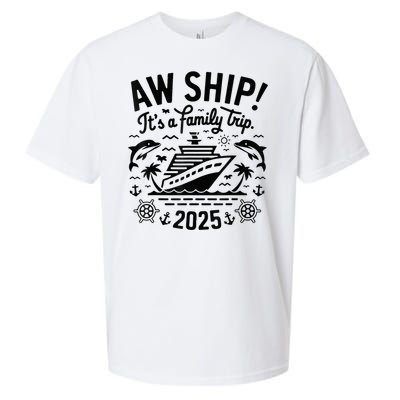 Aw Ship! ItS A Family Cruise 2025 Trip Vacation Matching Sueded Cloud Jersey T-Shirt