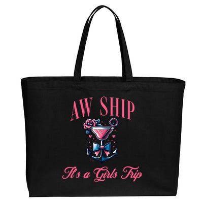 Aw Ship ItS A Trip Cruise Trip Oh Sip Coastal Gift Cotton Canvas Jumbo Tote