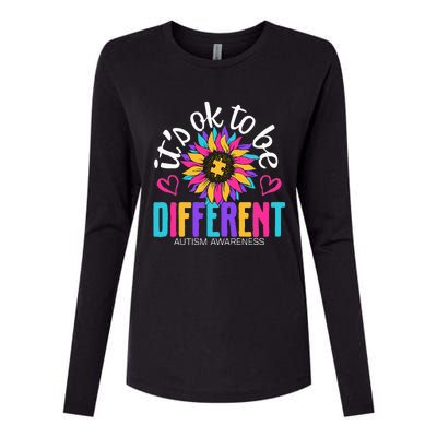 Autism Sunflower it's ok to be Different Autism Awareness Womens Cotton Relaxed Long Sleeve T-Shirt