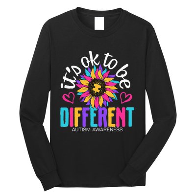 Autism Sunflower it's ok to be Different Autism Awareness Long Sleeve Shirt