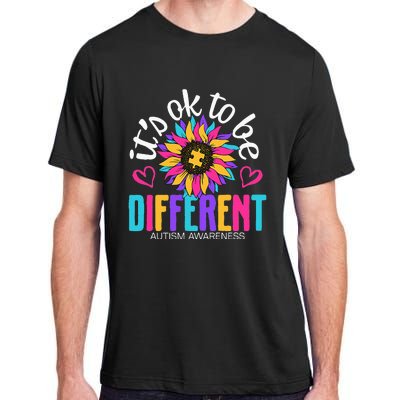 Autism Sunflower it's ok to be Different Autism Awareness Adult ChromaSoft Performance T-Shirt