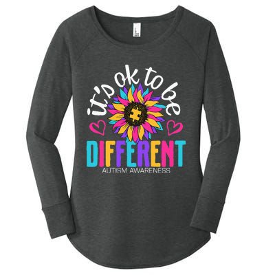 Autism Sunflower it's ok to be Different Autism Awareness Women's Perfect Tri Tunic Long Sleeve Shirt