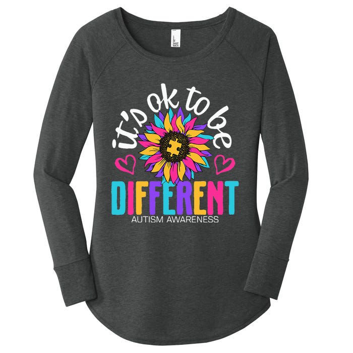 Autism Sunflower it's ok to be Different Autism Awareness Women's Perfect Tri Tunic Long Sleeve Shirt