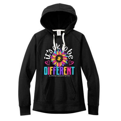 Autism Sunflower it's ok to be Different Autism Awareness Women's Fleece Hoodie