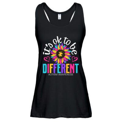 Autism Sunflower it's ok to be Different Autism Awareness Ladies Essential Flowy Tank