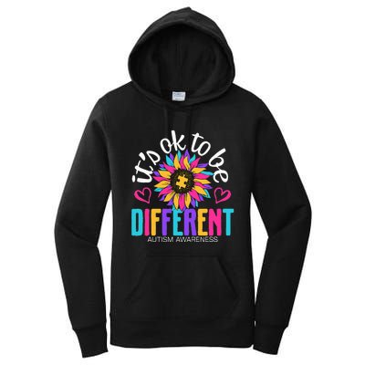 Autism Sunflower it's ok to be Different Autism Awareness Women's Pullover Hoodie