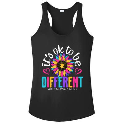 Autism Sunflower it's ok to be Different Autism Awareness Ladies PosiCharge Competitor Racerback Tank