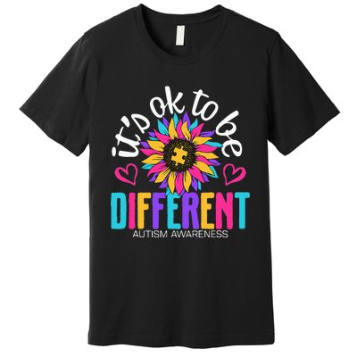 Autism Sunflower it's ok to be Different Autism Awareness Premium T-Shirt