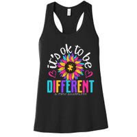 Autism Sunflower it's ok to be Different Autism Awareness Women's Racerback Tank