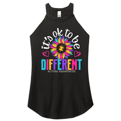 Autism Sunflower it's ok to be Different Autism Awareness Women's Perfect Tri Rocker Tank