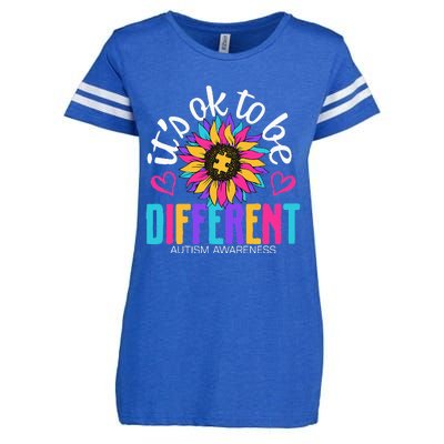 Autism Sunflower it's ok to be Different Autism Awareness Enza Ladies Jersey Football T-Shirt