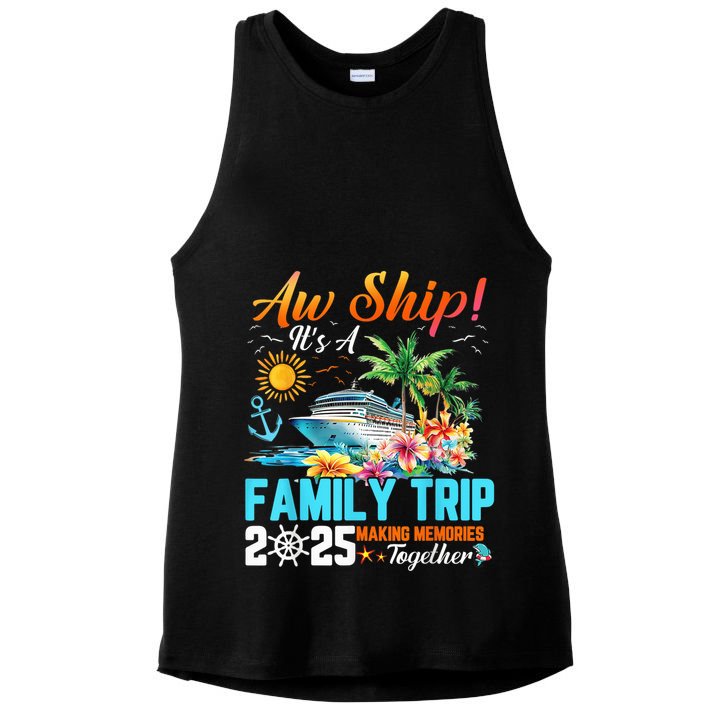 Aw Ship! It’S A Family Trip 2025 Family Matching Cruise Ladies PosiCharge Tri-Blend Wicking Tank