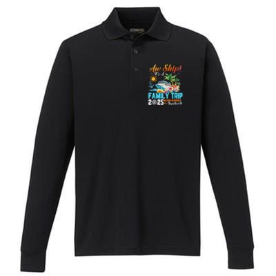 Aw Ship! It’S A Family Trip 2025 Family Matching Cruise Performance Long Sleeve Polo