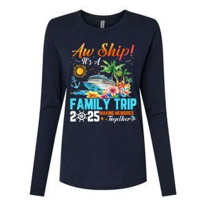 Aw Ship! It’S A Family Trip 2025 Family Matching Cruise Womens Cotton Relaxed Long Sleeve T-Shirt