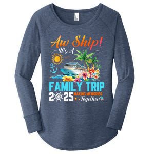 Aw Ship! It’S A Family Trip 2025 Family Matching Cruise Women's Perfect Tri Tunic Long Sleeve Shirt