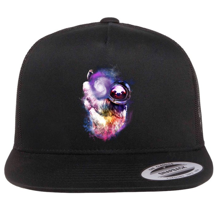Astronaut Sloth In Space Flat Bill Trucker Hat