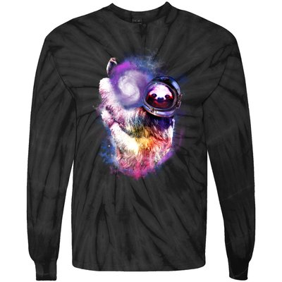 Astronaut Sloth In Space Tie-Dye Long Sleeve Shirt