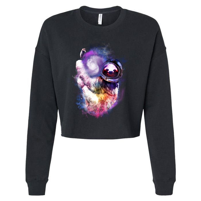 Astronaut Sloth In Space Cropped Pullover Crew