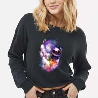 Astronaut Sloth In Space Cropped Pullover Crew