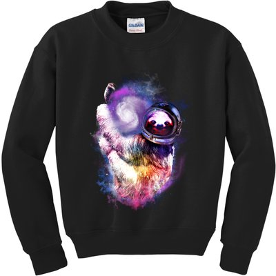 Astronaut Sloth In Space Kids Sweatshirt