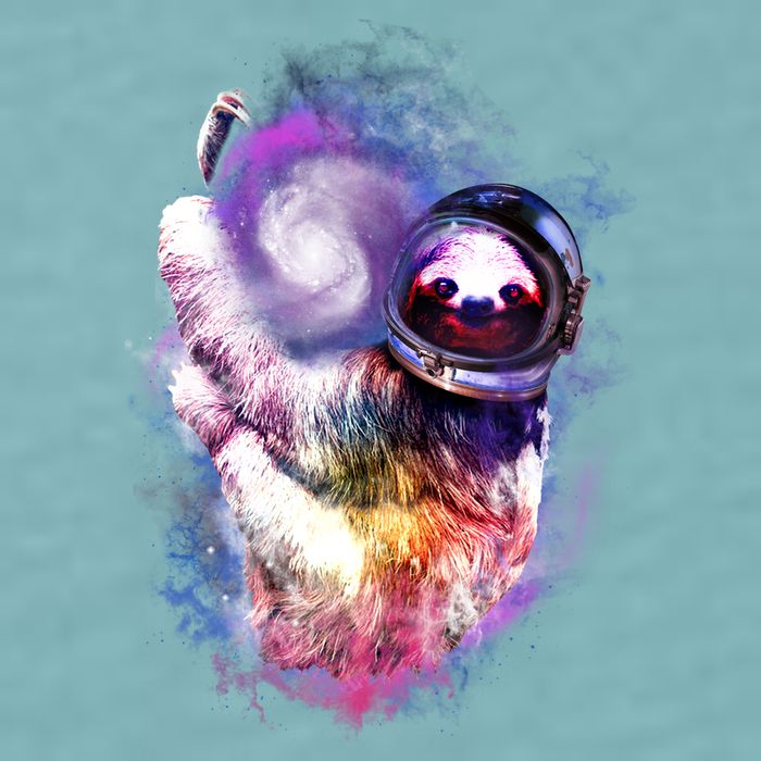 Astronaut Sloth In Space Sueded Cloud Jersey T-Shirt