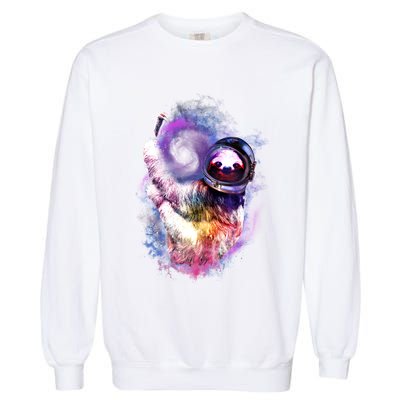 Astronaut Sloth In Space Garment-Dyed Sweatshirt
