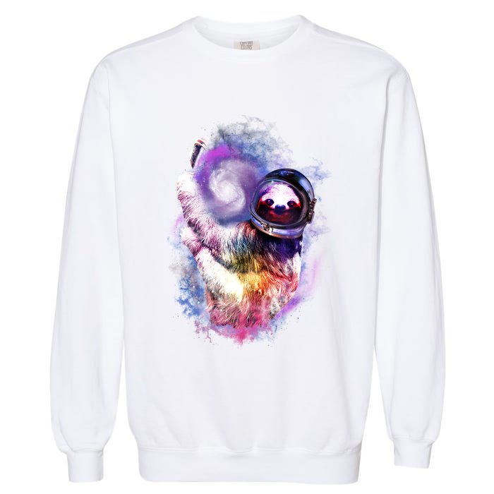 Astronaut Sloth In Space Garment-Dyed Sweatshirt