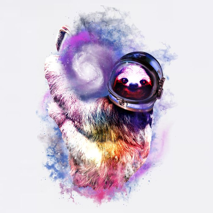 Astronaut Sloth In Space Garment-Dyed Sweatshirt