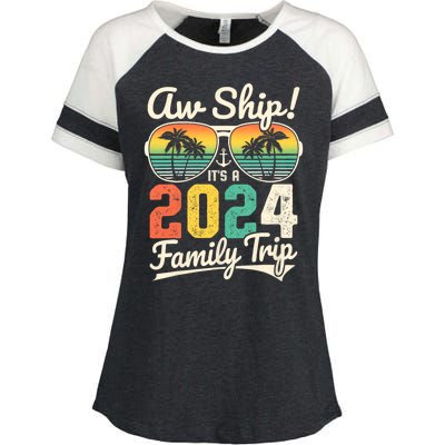 Aw Ship ItS A 2024 Family Trip Family Cruise Vintage Enza Ladies Jersey Colorblock Tee