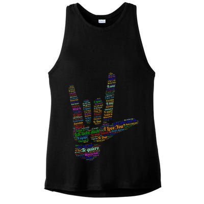 Asl Sign I Love You In 40 Different Languages Asl Ladies PosiCharge Tri-Blend Wicking Tank