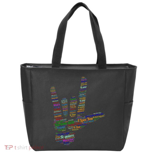 Asl Sign I Love You In 40 Different Languages Asl Zip Tote Bag