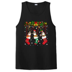 Australian Shepherd In Sock Xmas Reindeer Santa Elf Dog Gift PosiCharge Competitor Tank