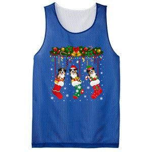 Australian Shepherd In Sock Xmas Reindeer Santa Elf Dog Gift Mesh Reversible Basketball Jersey Tank